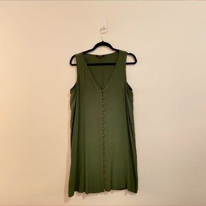 Madewell green button front shift dress